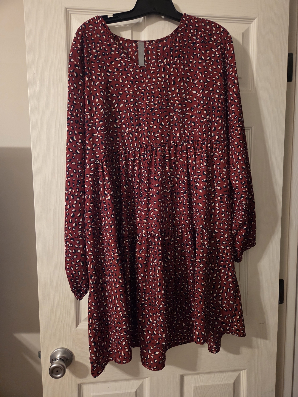 Burnt Orange Leopard Print Long Sleeve Tunic Dress